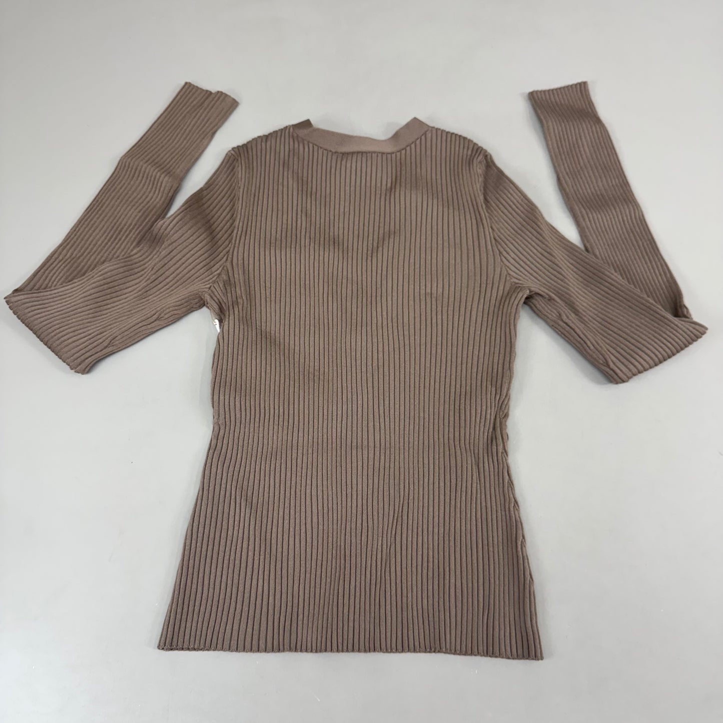 GOOD AMERICAN Shine Rib V-Neck Cardigan Women's Sz Small Putty001 GSK0245