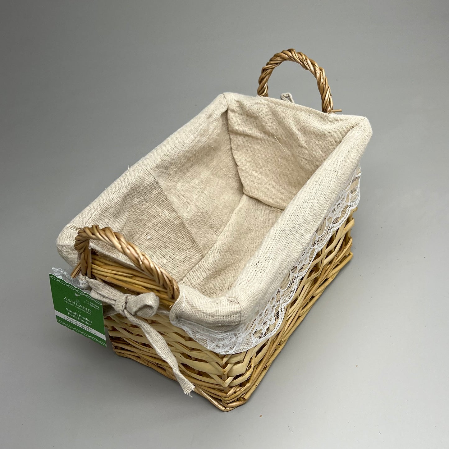 ASHLAND 3 Piece Basket Set 1 Large & 2 Small With Tan and Lace tie up Lining 733108