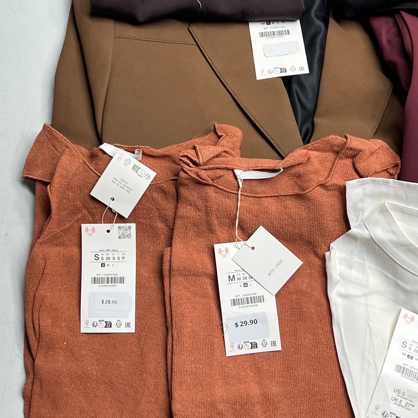 ZA@ ZARA Lot of Assorted Clothing Blazer, Blouses & Dresses Women's Sz S & M