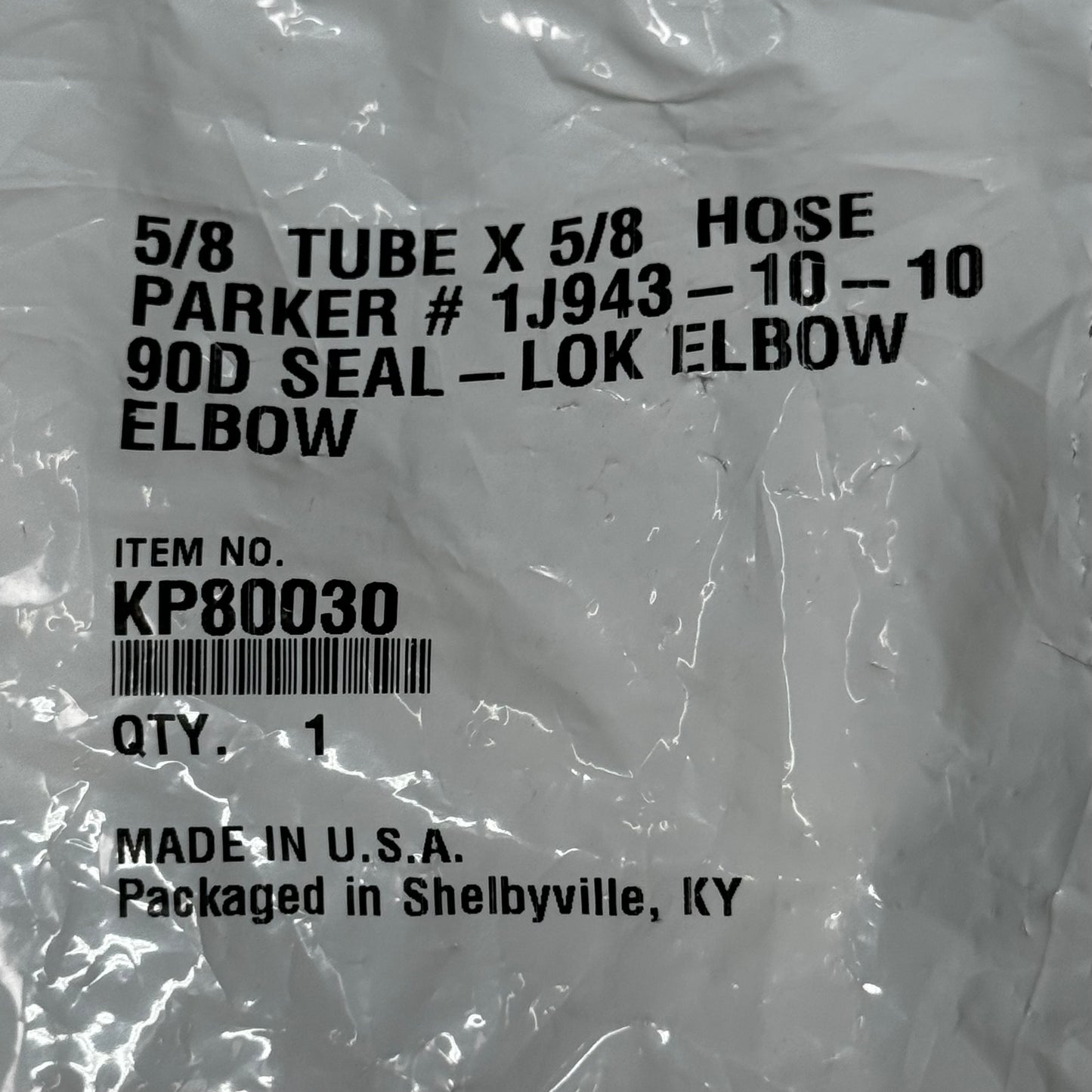 PARKER Hydraulic Hose 1J943-10-10 90° Seal-LOK Elbow 5/8" x 5/8" Steel KP80030