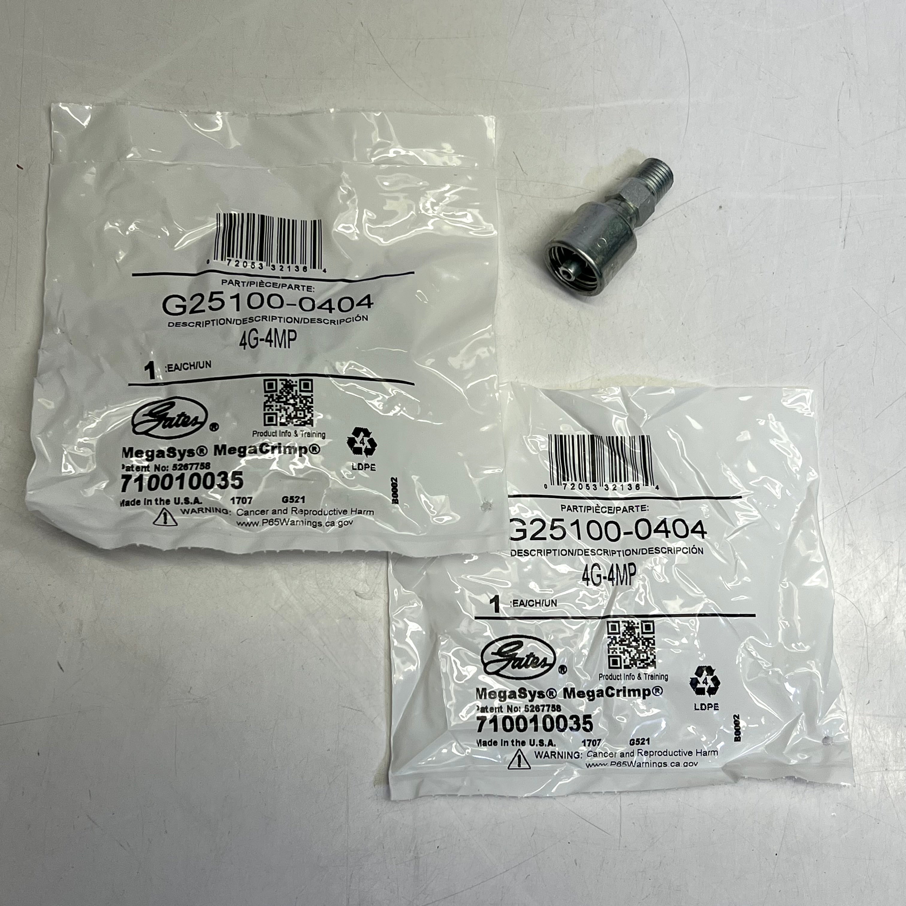 GATES (2 PACK) Male Pipe (nptf 30° Cone Seat) Coupling 1/4