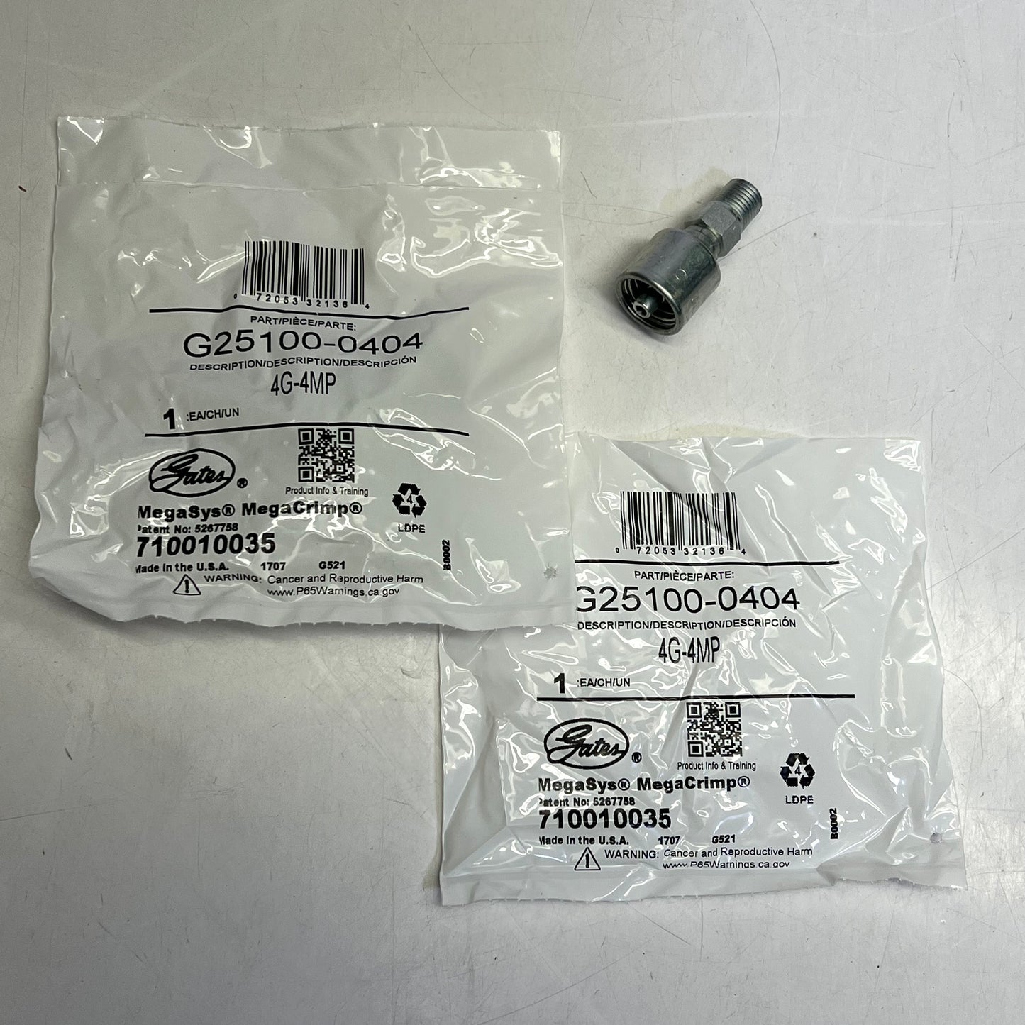GATES (2 PACK) Male Pipe (nptf 30° Cone Seat) Coupling  1/4" x 2.17" G25100-0404