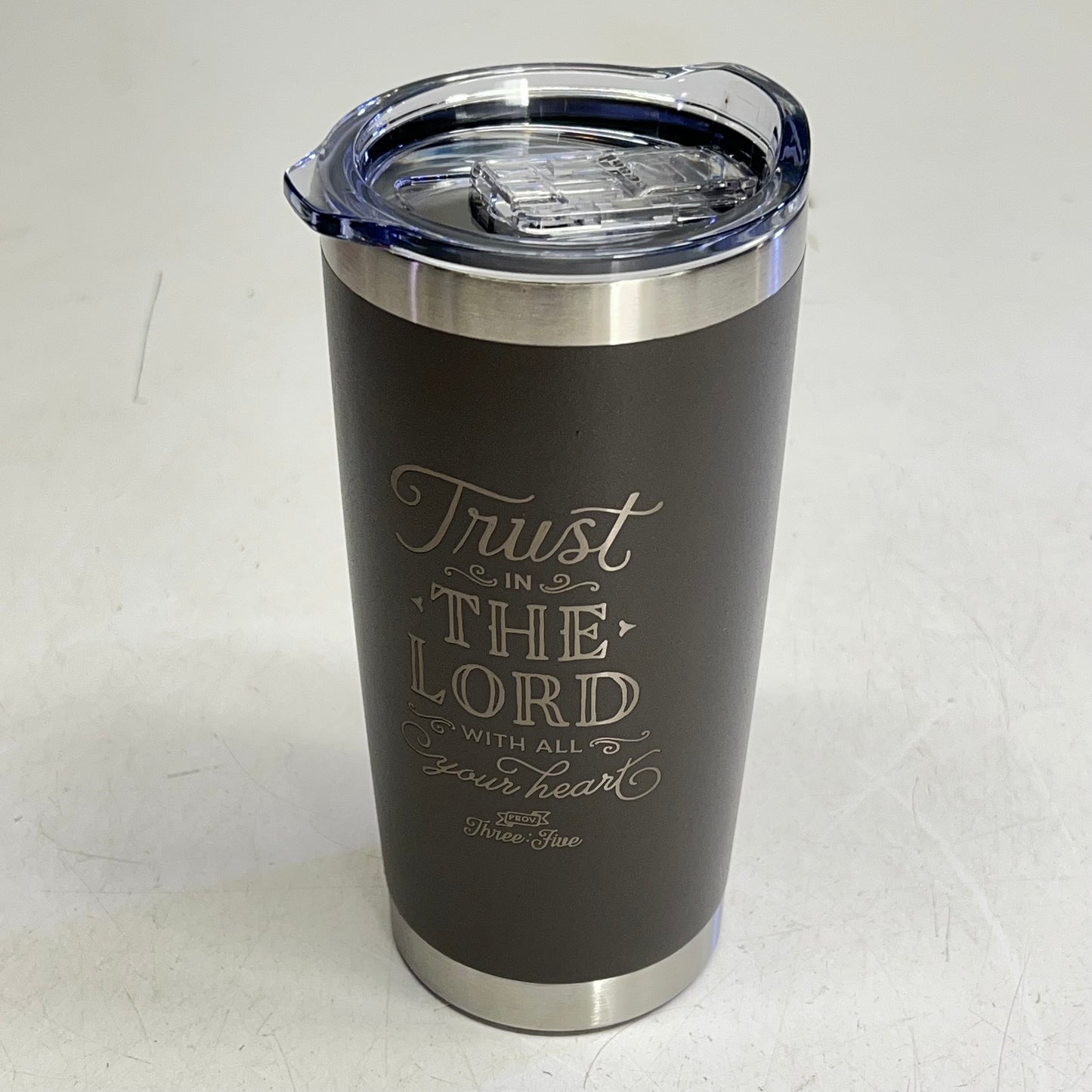 CHRISTIAN ART GIFTS Trust in the Lord Stainless Steel Mug 18 oz Taupe SMUG191