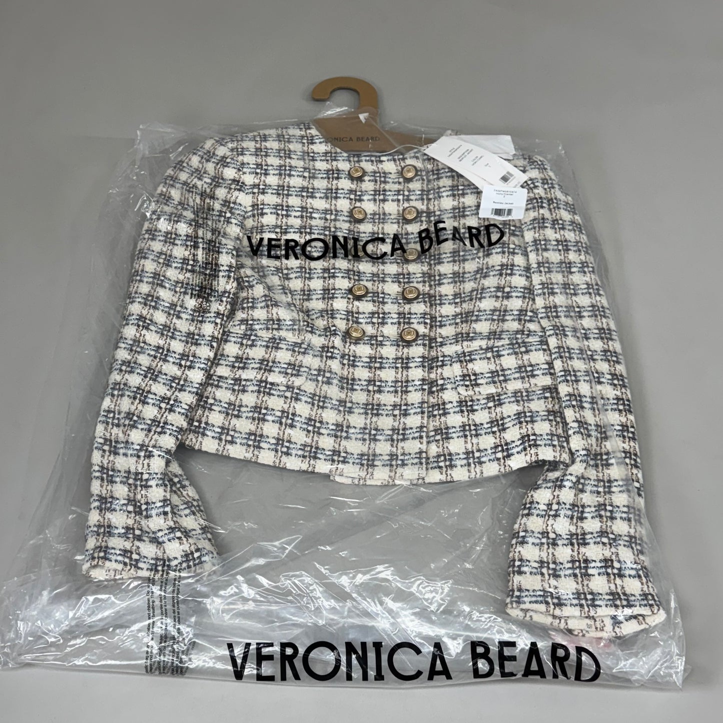 VERONICA BEARD Bentley Tweed Jacket Sz-2 Ivory/Camel 2406TW6810474