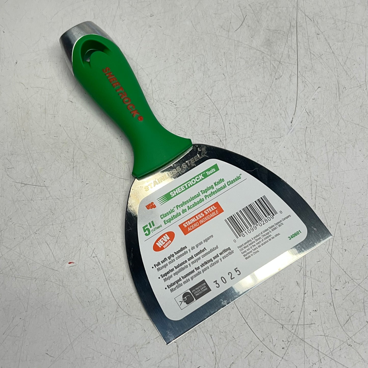 SHEETROCK Stainless Steel Classic Soft Grip Professional Taping Knife  5" 340601