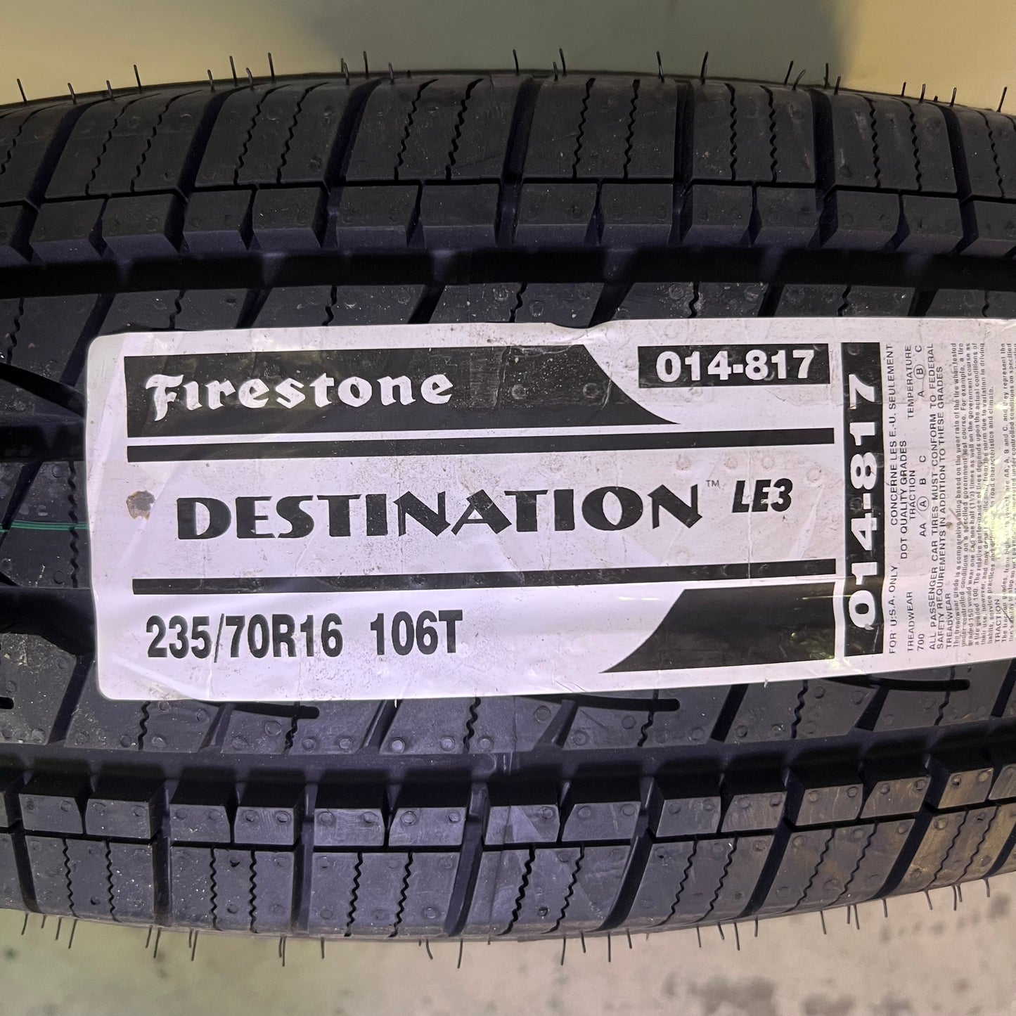 FIRESTONE Destination LE3 Tire 235/70R16 106T Black Dot 4E9C94, 014-817