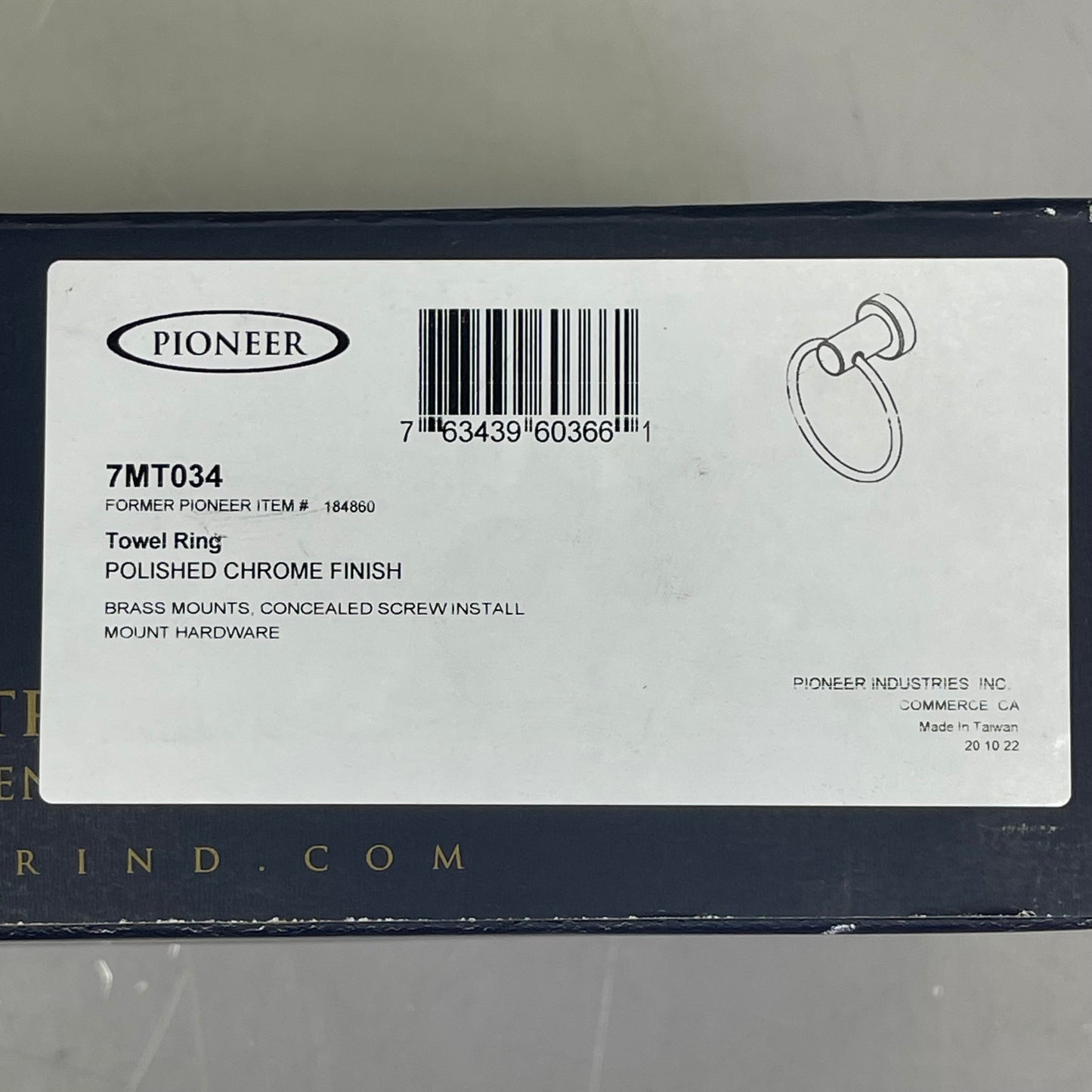 PIONEER Mod Towel Ring 6" Diameter Chrome 7MT034