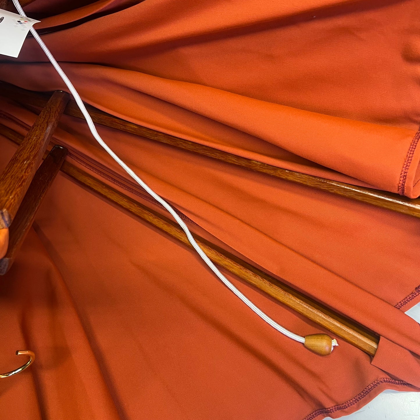 GROSFILLEX Wooden Market Outdoor Umbrella 7' Fits 1-1/2" Holes Terra Cotta