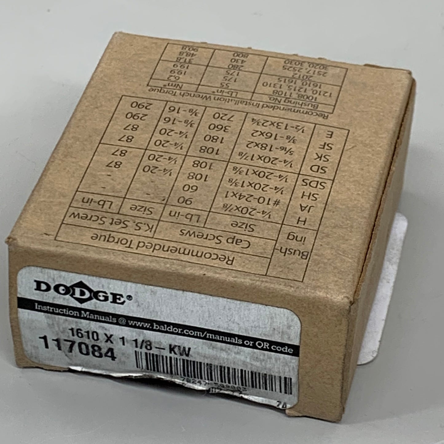 DODGE Taper Lock Bushing Stock Bore Type 1610 x 1-1/8-KW 2-1/4" x 1-1/8" 117084