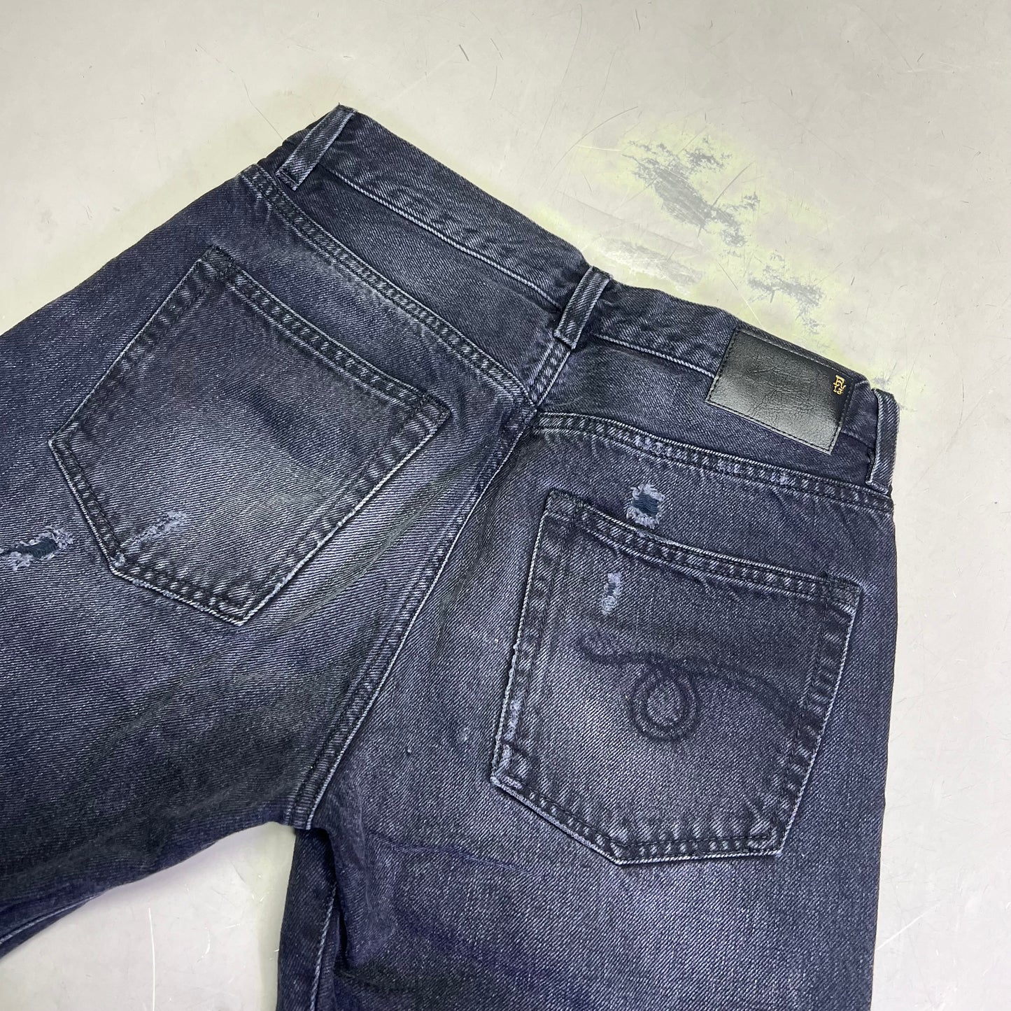 R13 Relaxed Distressed Boyfriend Jeans Made In Italy Women's Sz 24 Jake Black