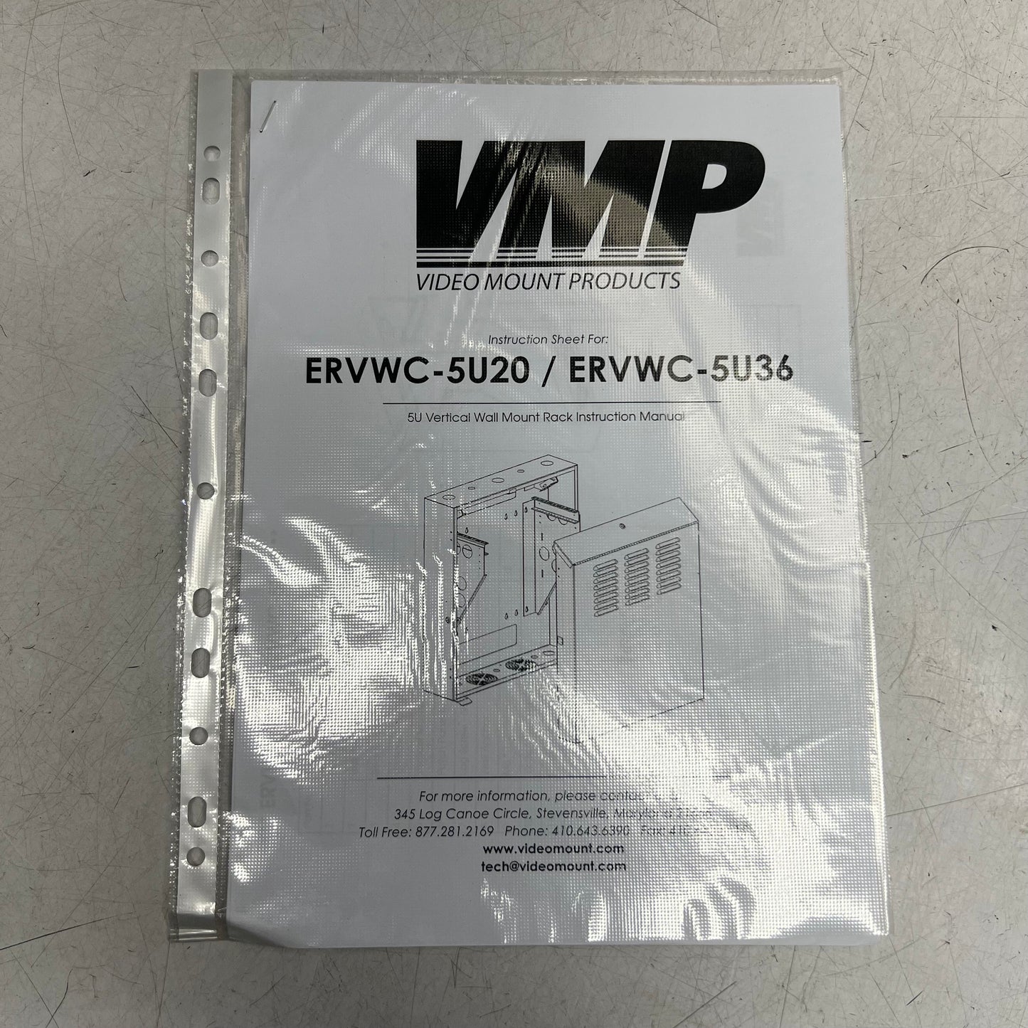 VIDEO MOUNT PRODUCTS Vertical Wall Cabinet 42-3/4"H x 25-5/8"W x 9-3/4"T, Black ERVWC-5U36