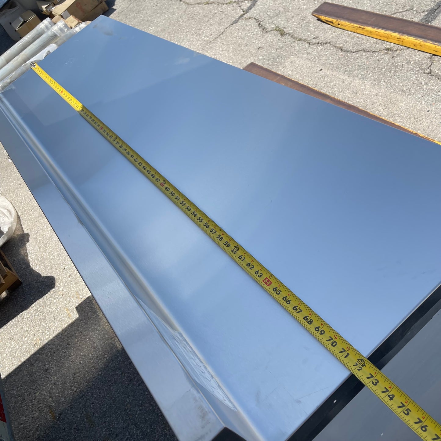 Z@ REGENCY Enclosed Base Sliding Doors Table 74”x36”x24” Stainless Steel 600EBTB2472R (AS-IS)