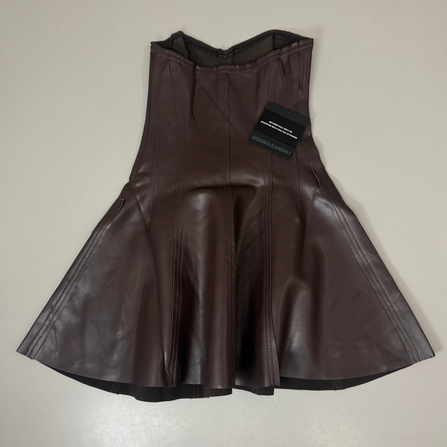 NORMA KAMALI Strapless Grace Mini Dress Unlined Women's Sz XS/34 Chocolate