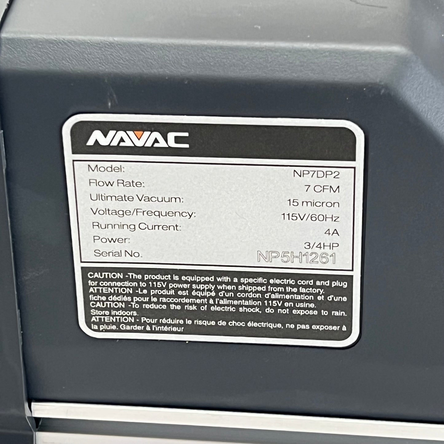 NAVAC Dual Stage Vacuum Pump A2l/r32 Compatible 7 CFM Orange/Silver NP7DP2