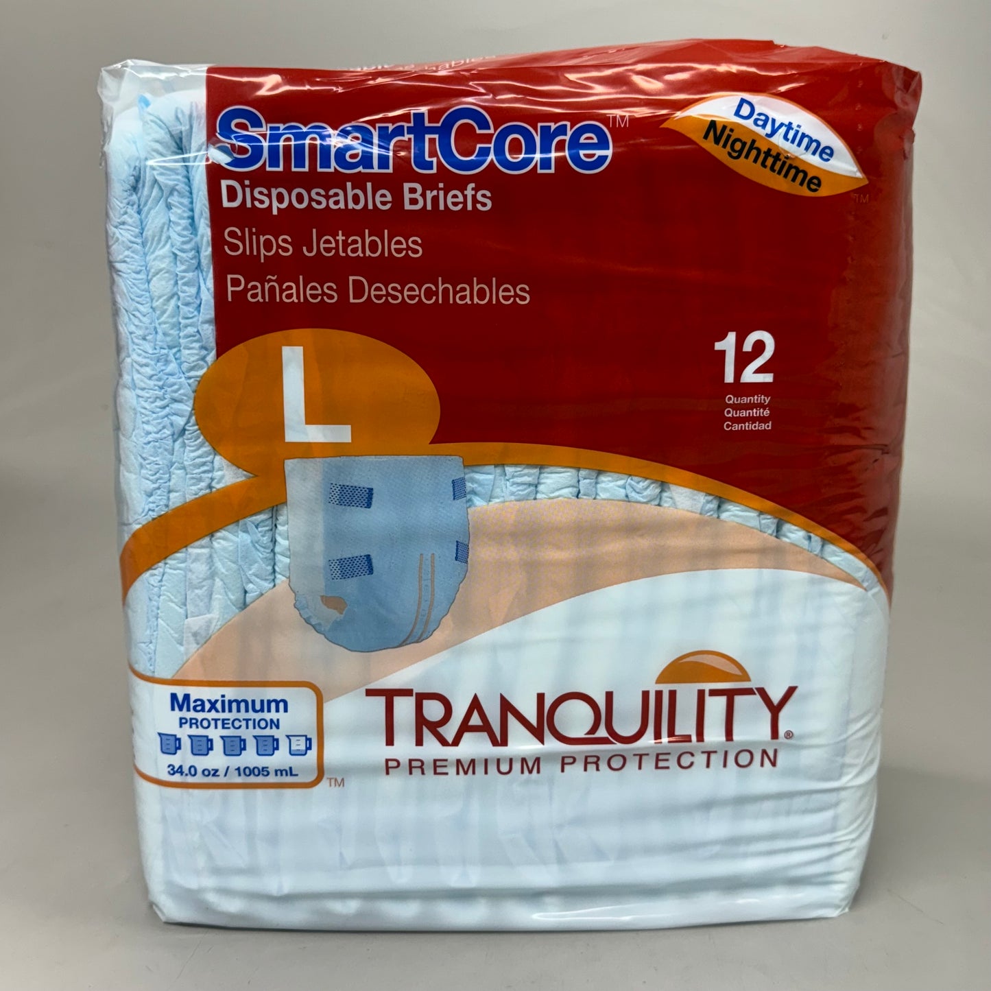 SMARTCORE (4 PK!) Tranquility Premium Protection Adult Diapers Latex Free Size L