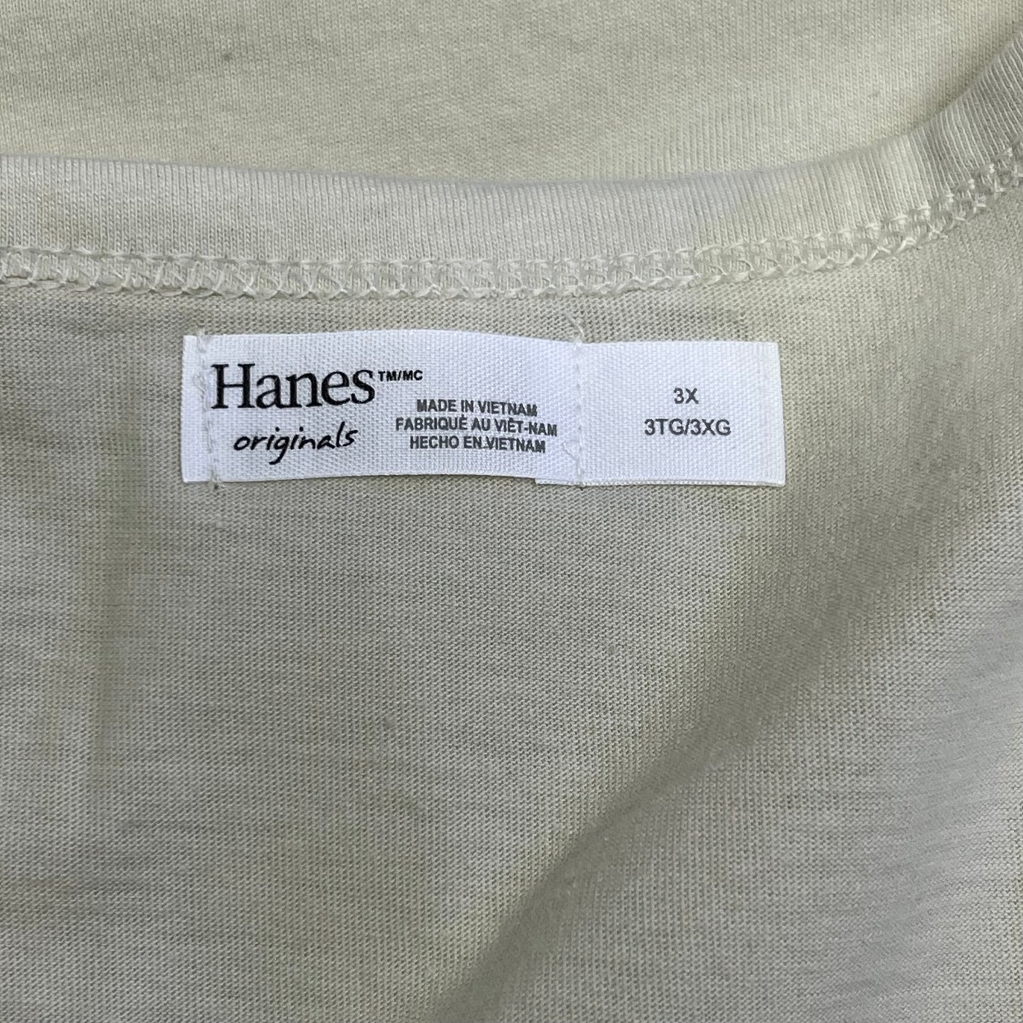 HANES Originals V Neck Tee Shirt W/ Chest Pocket Women's Sz 3X Mellow Beige