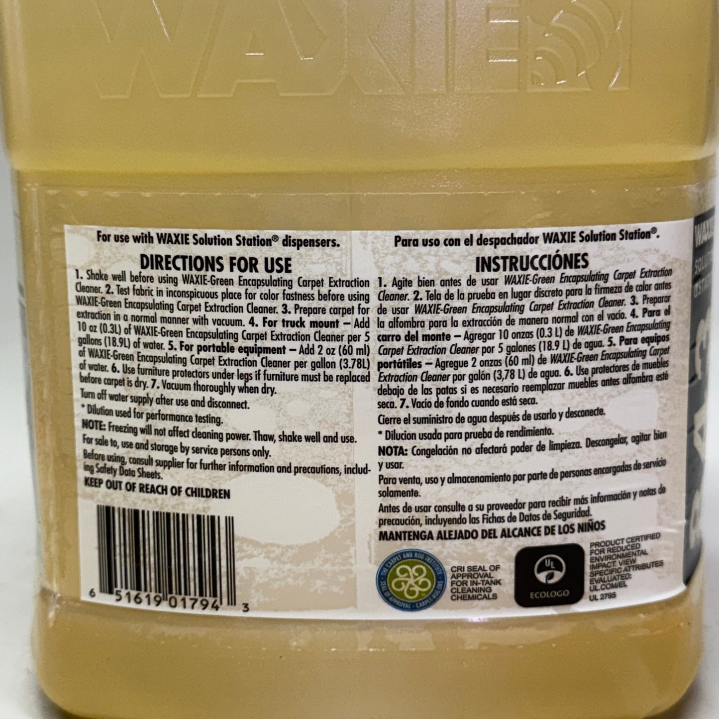 WAXIE-GREEN 843 Encapsulating Carpet Spin Bonnet Shampoo 3 Lt Yellow 1070664