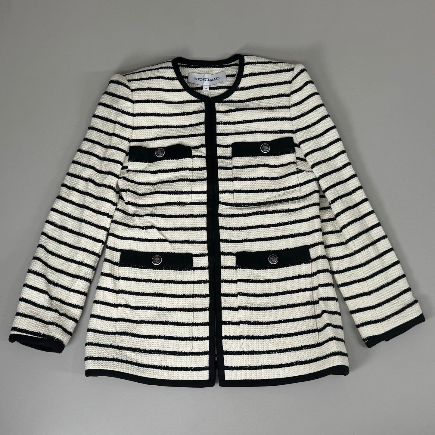 VERONICA BEARD Women's Foster Dickey Jacket Sz-4 Ivory/Black 2406TW7410717