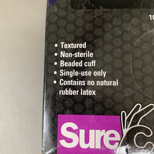 SURE CARE  (100Pack) Powder Free Nitrile Exam Gloves Medium Black 5936-24