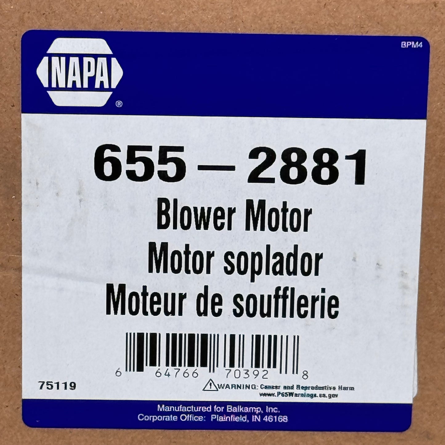 NAPA Blower Motor AC / Heater for Audi & Volkswagen 655-2881 75119