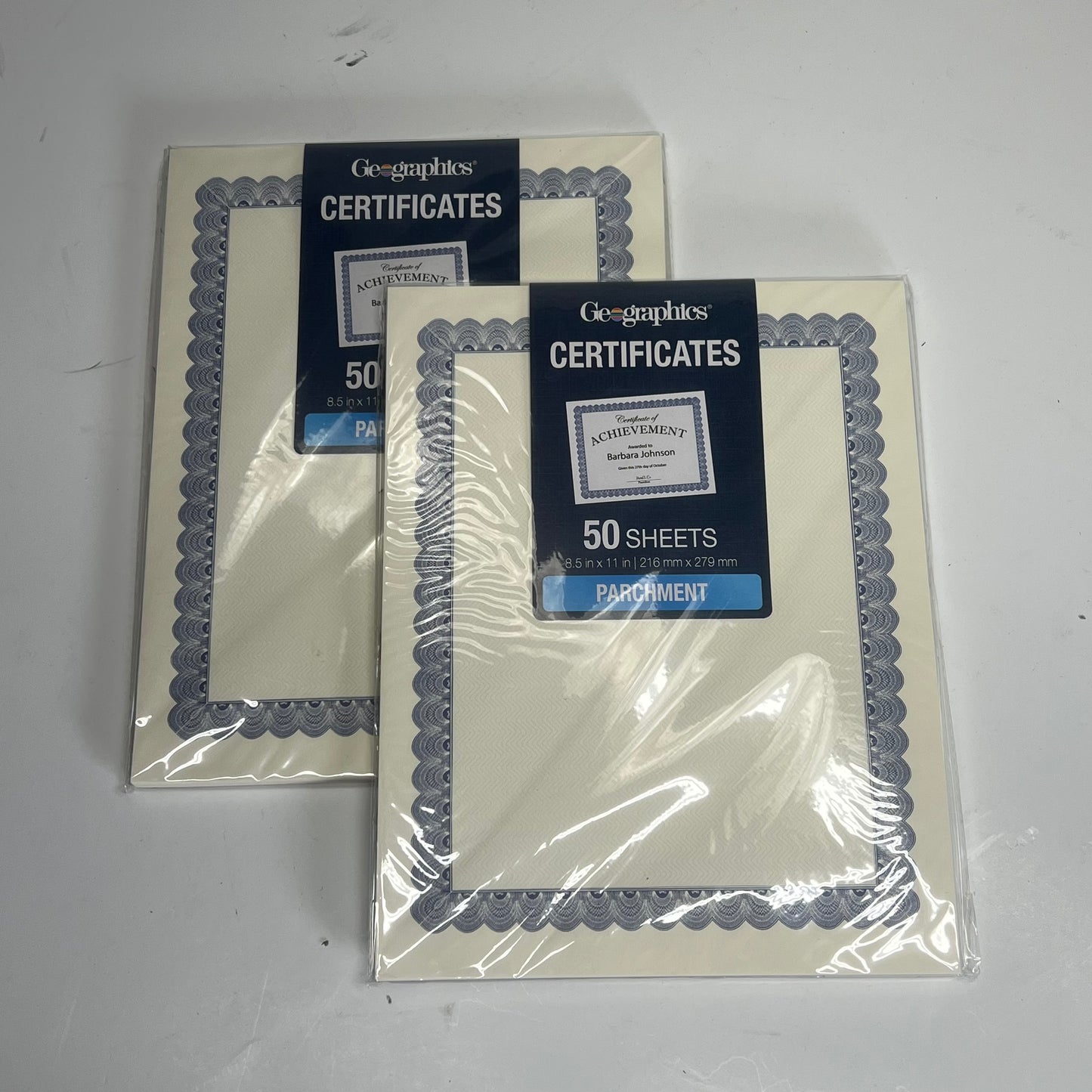 ZA@ GEOGRAPHICS  (2 PACK, 50 SHEETS EACH) Certificates  8.5"x11" Blue/Off White 20008E