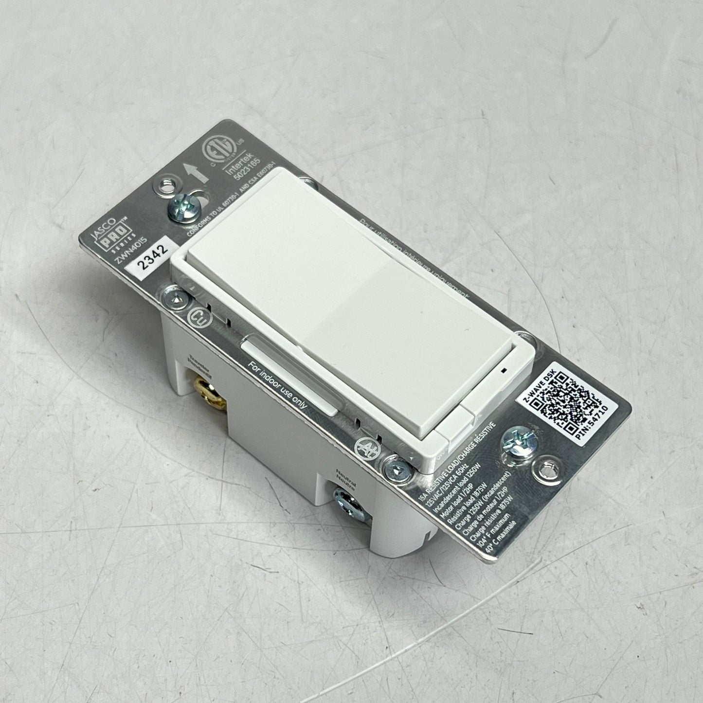 JASCO PRO Z-wave Plus in Wall Smart Switch 15 A 125V 60HZ White 76596