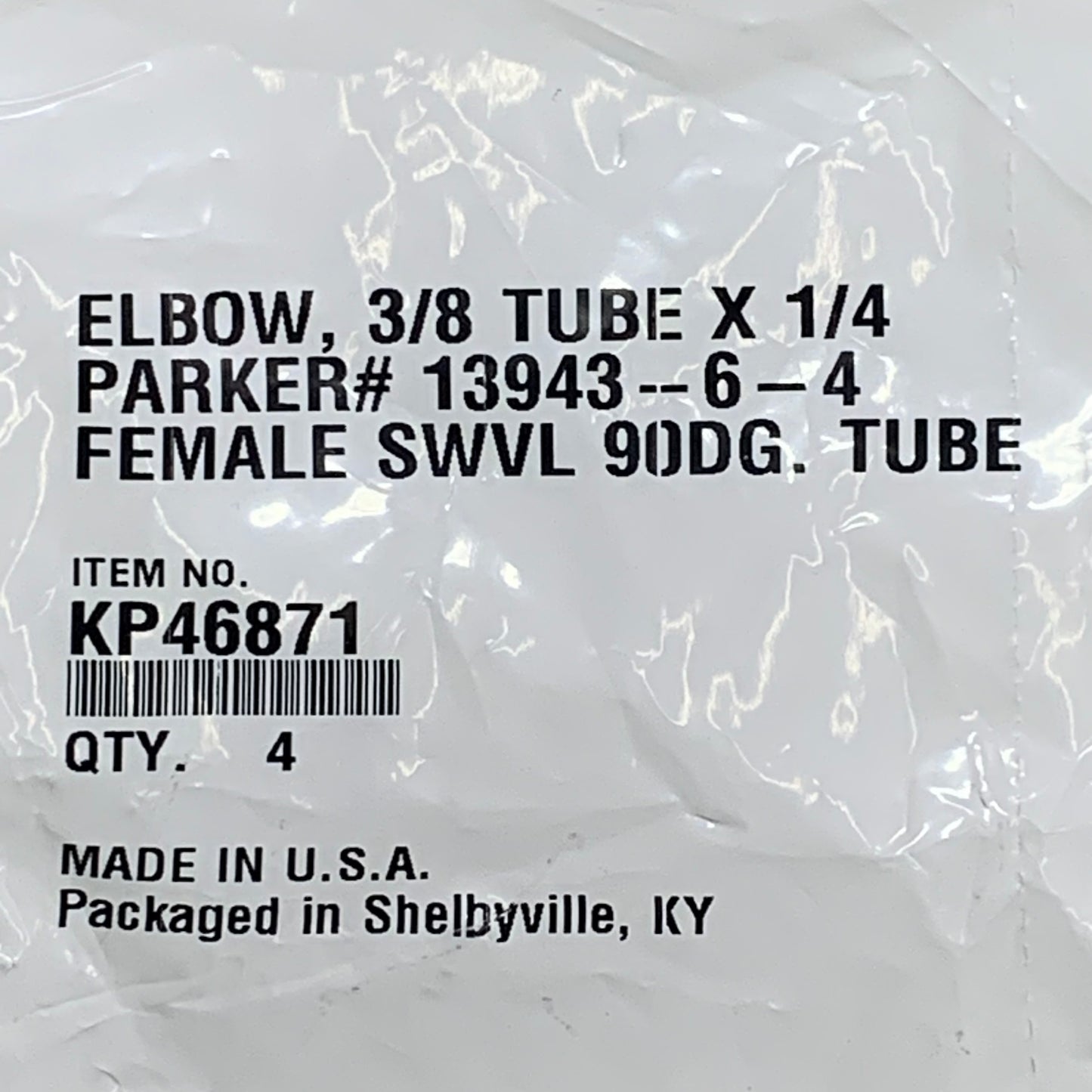 PARKER (4 PACK) Hydraulic Hose Female Swivel Elbow 3/8" x 1/4" Steel KP46871