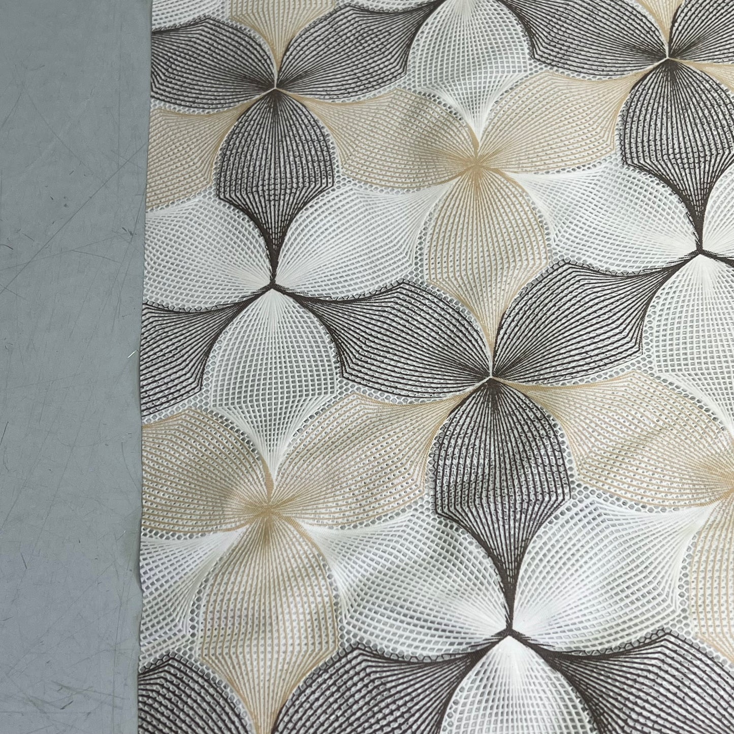 PVC Faux Crochet Floral Pattern Tablecloth 54"x60' Brown/Tan/White