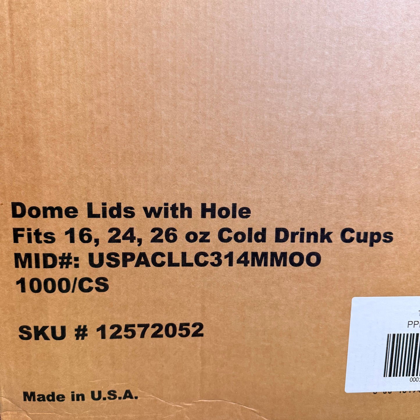 ZA@ PACTIV EVERGREEN (1000 PACK) Dome Lids W/ Hole 16, 24, 26 oz Clear 125572052