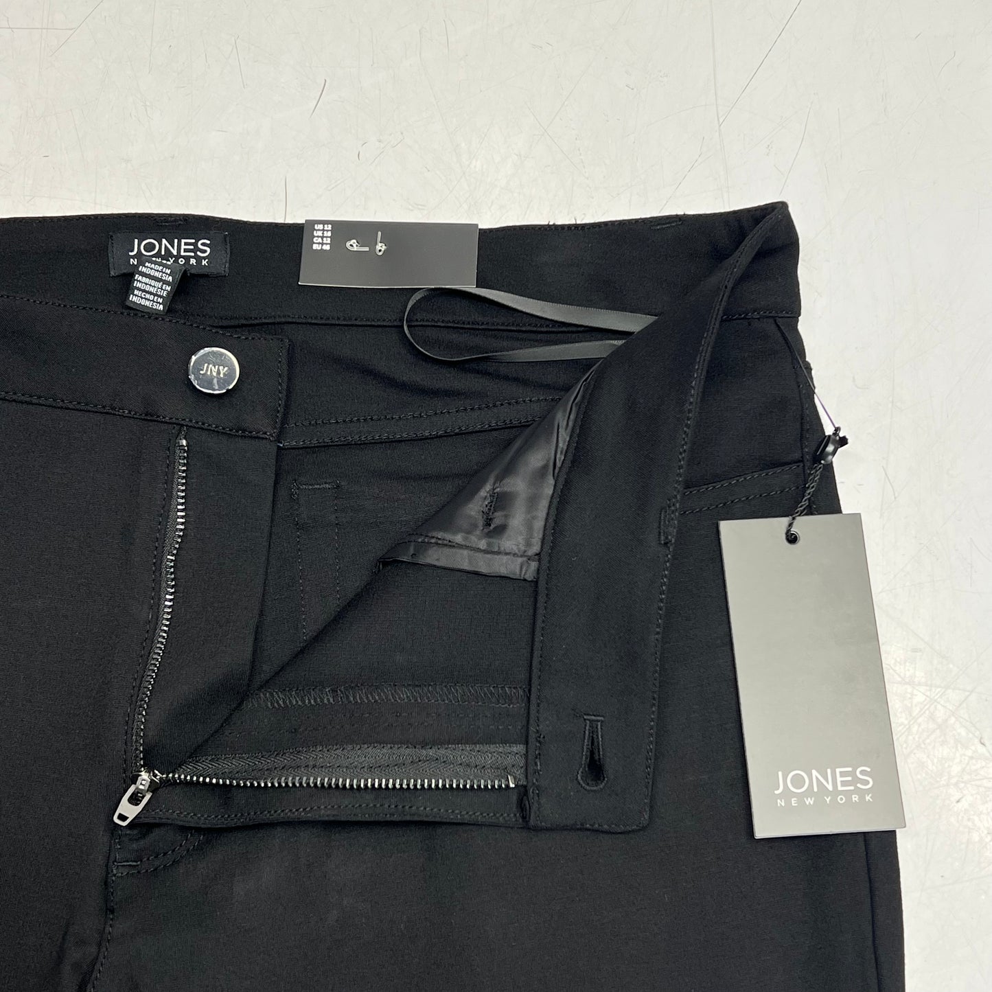 JONES New York Lexington Straight Leg Pants Women's Sz 12 Black  18058961-002