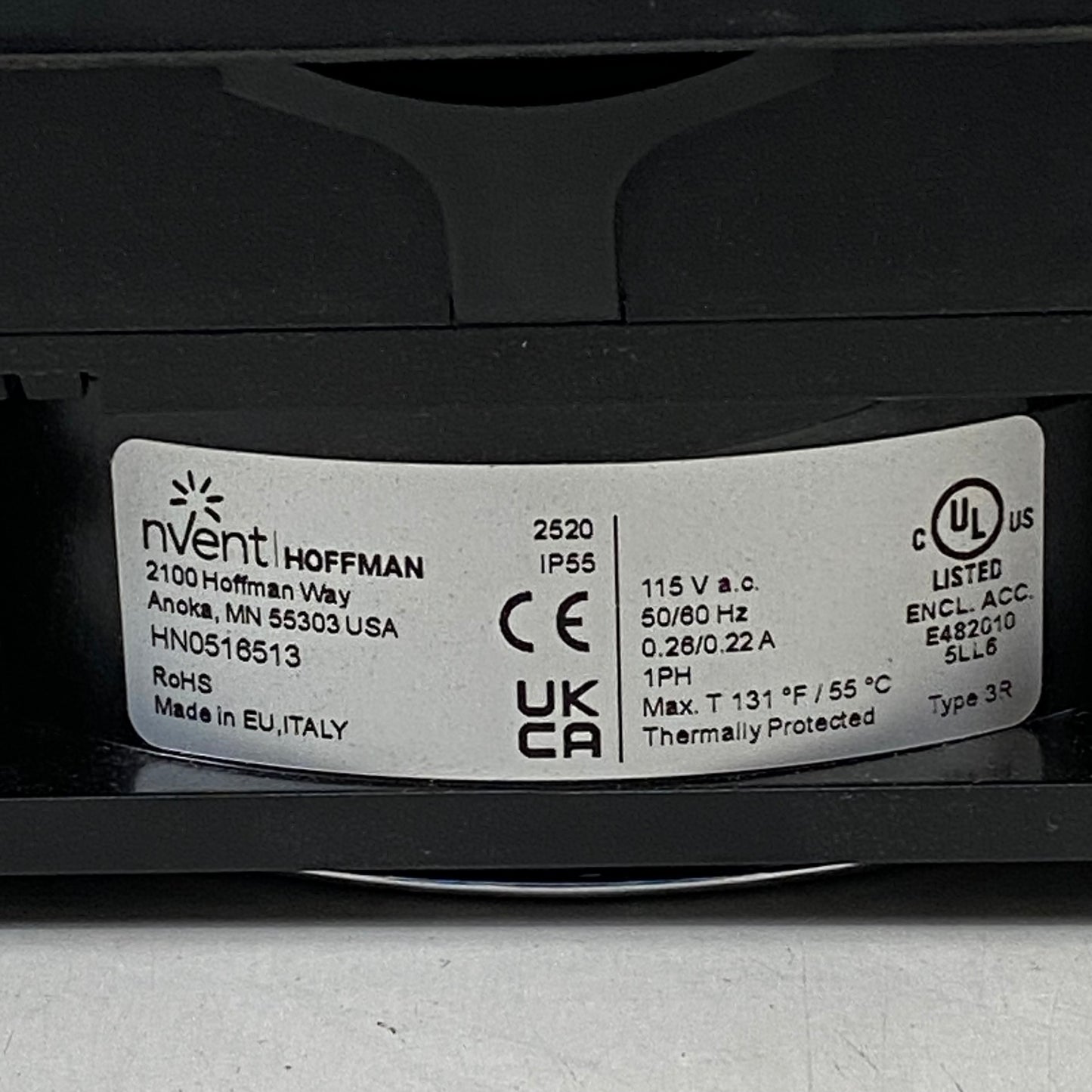 HOFFMAN 3R Side-Mount Filter Fan 5.9"x5.9"x2.9" Black HN0516513
