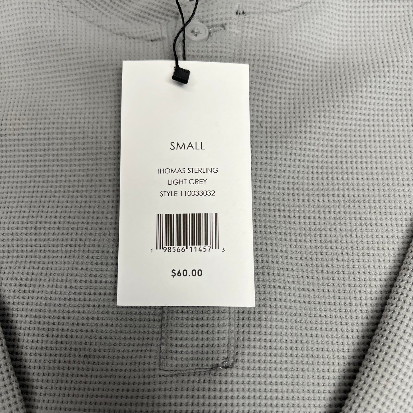THOMAS STERLING Waffle Knit Half Button Up Long Sleeve Shirt Men's Sz S Grey