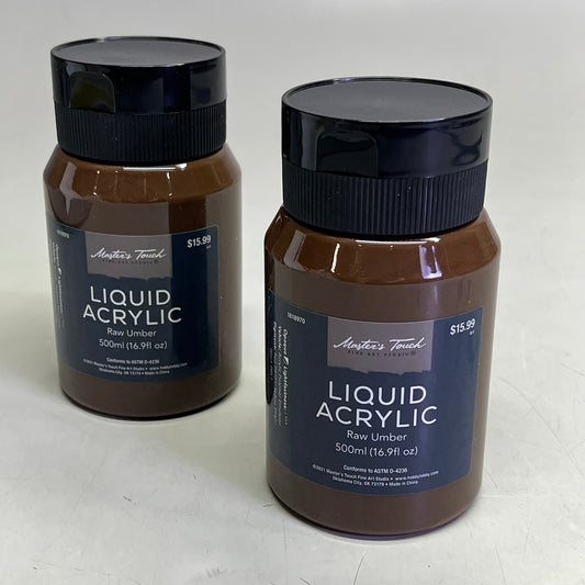 MASTERS TOUCH (2 PACK) Liquid Acrylic Artist Paint 16.9 Fl Oz Raw Umber 1818970