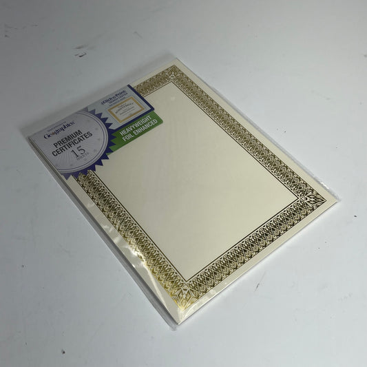 GEOGRAPHICS (2 PACK, 15 SHEETS EACH) Foil Certificates 8.5"x11" Gold/Off White