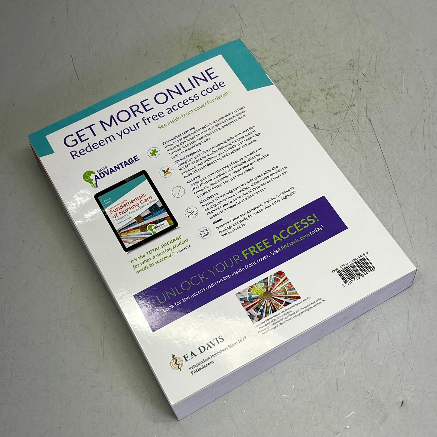 DAVIS ADVANTAGES FOR FUNDAMENTALS OF NURSING CARE 4th Edition Paperback Book