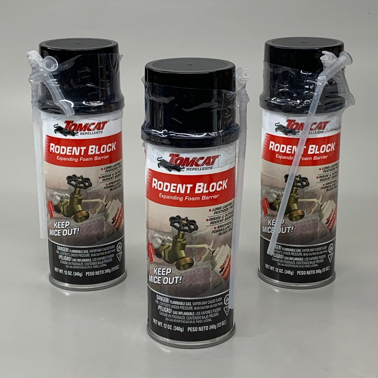 TOMCAT (3 PACK) Repellents Rodent Block Expanding Foam Barrier 12 oz 4418510