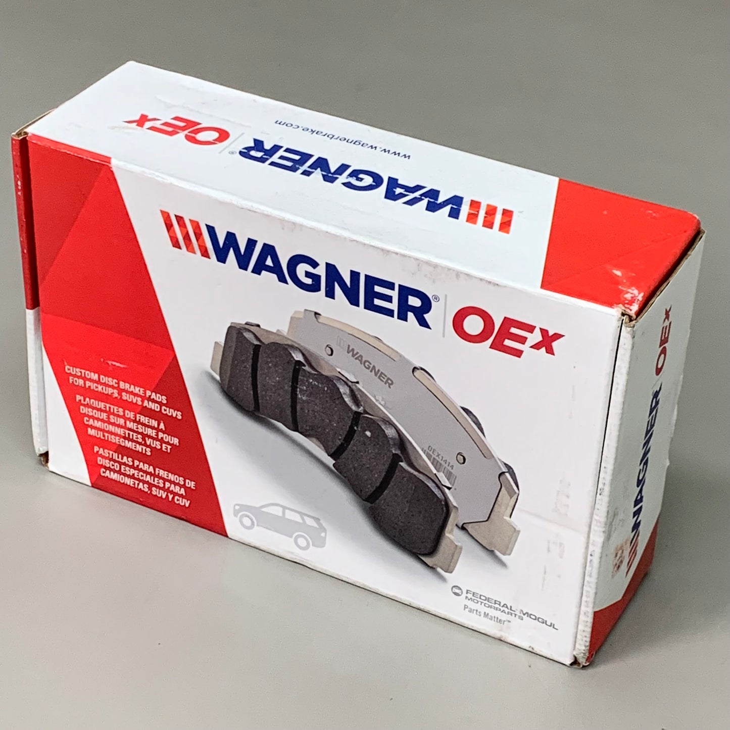 WAGNER OEx Premium Ceramic Disc Brake Pad Set 6" x 2" Grey OEX1498