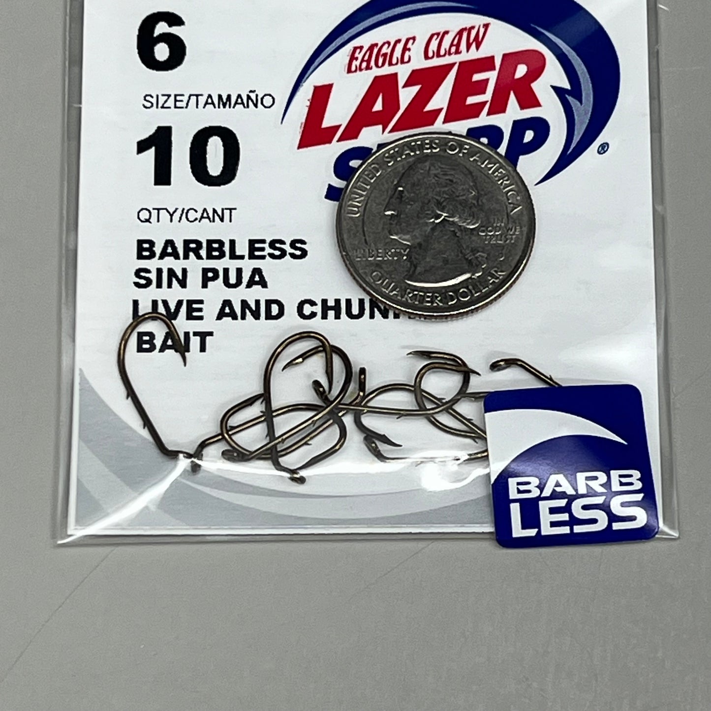 EAGLE CLAW (5 PACK) Lazer Sharp Barbless Baitholder Hook Bronze #6 10pc L181BG-6