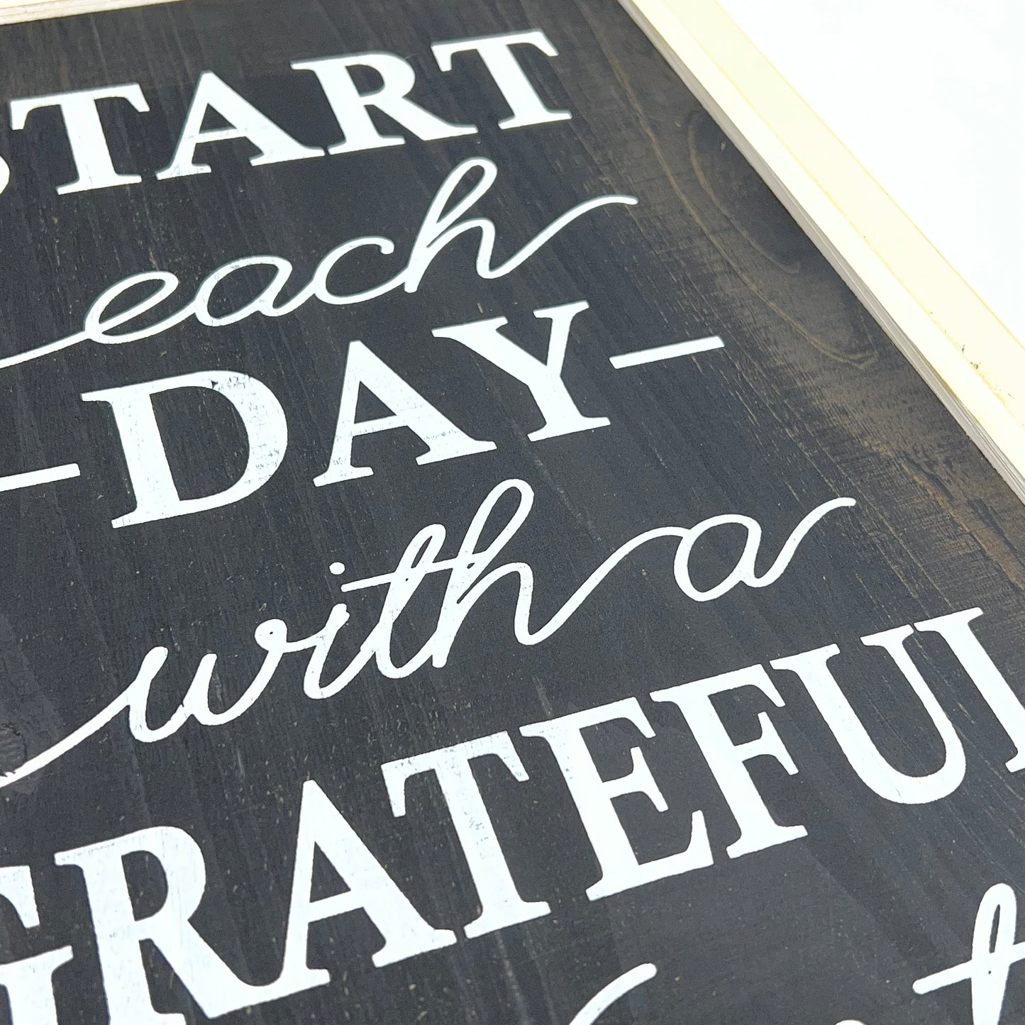 STUPELL Wooden Framed Quote "Start Each Day with a Grateful Heart" 20"x14"