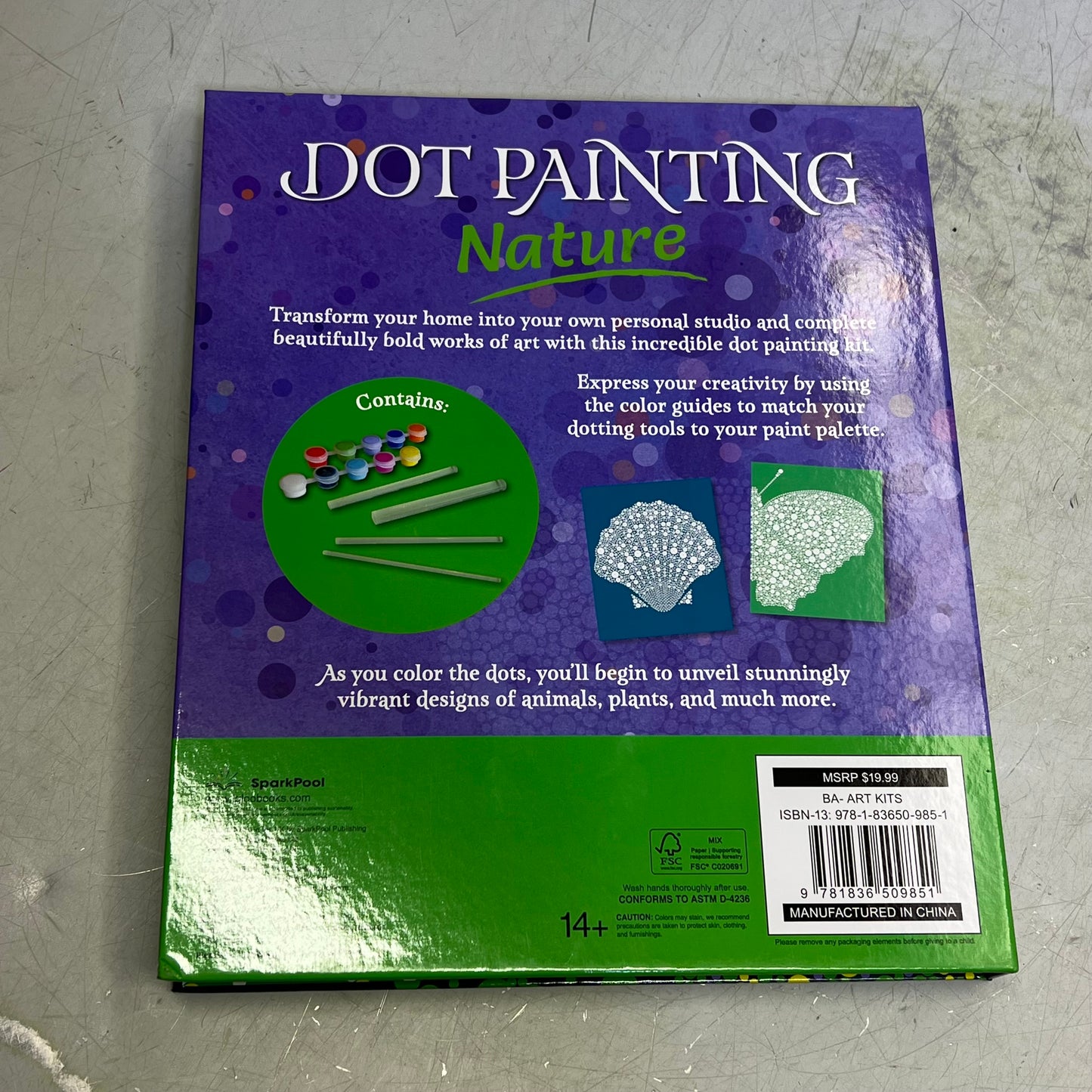 ART ACADEMY Hardback Dot Painting Nature Includes Paints & Tools Book 11"x10"x1"