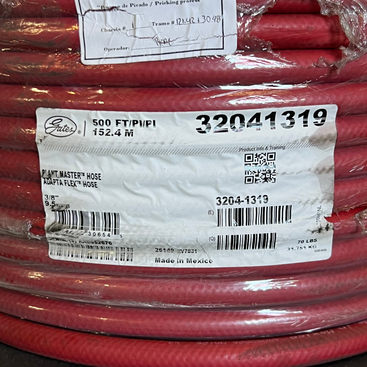 GATES Plant Master Adapta Flex Hose Sz 3/8" x 500 ft Red Industrial Hose 32041319