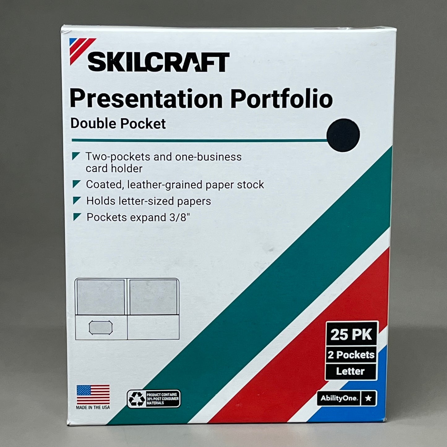 SKILCRAFT (2 PACK, 50 TOTAL) Double Pocket Presentation Portfolio Black 108635