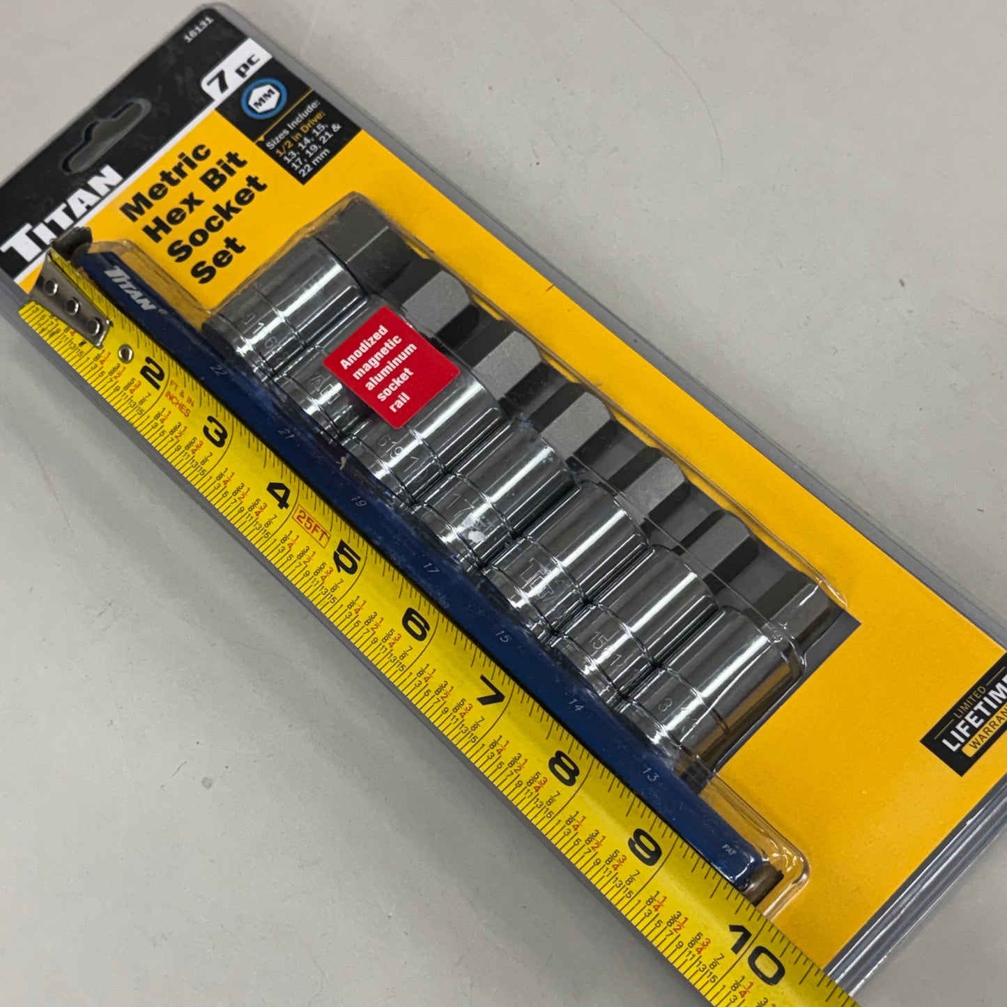 TITAN (7 Piece) Metric Hex Bit Socket Set 1/2" Dr 13-22MM 16131