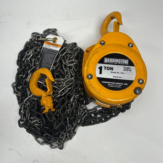 HARRINGTON HOISTS & CRANES Manual Hand Chain Hoist 20' 1-1/2 Ton Cap CF4 (Used)