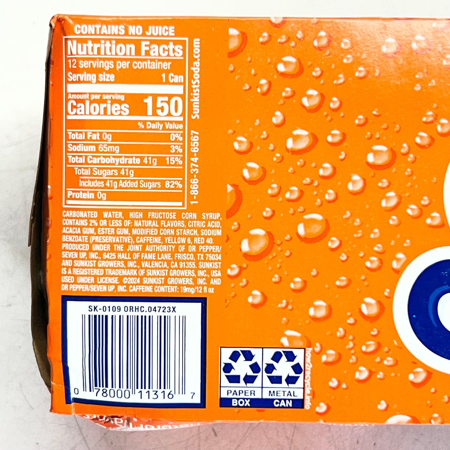 ZA@ SUNKIST (12 PACK) Orange Soda 12 Fl Oz. BB 10/26