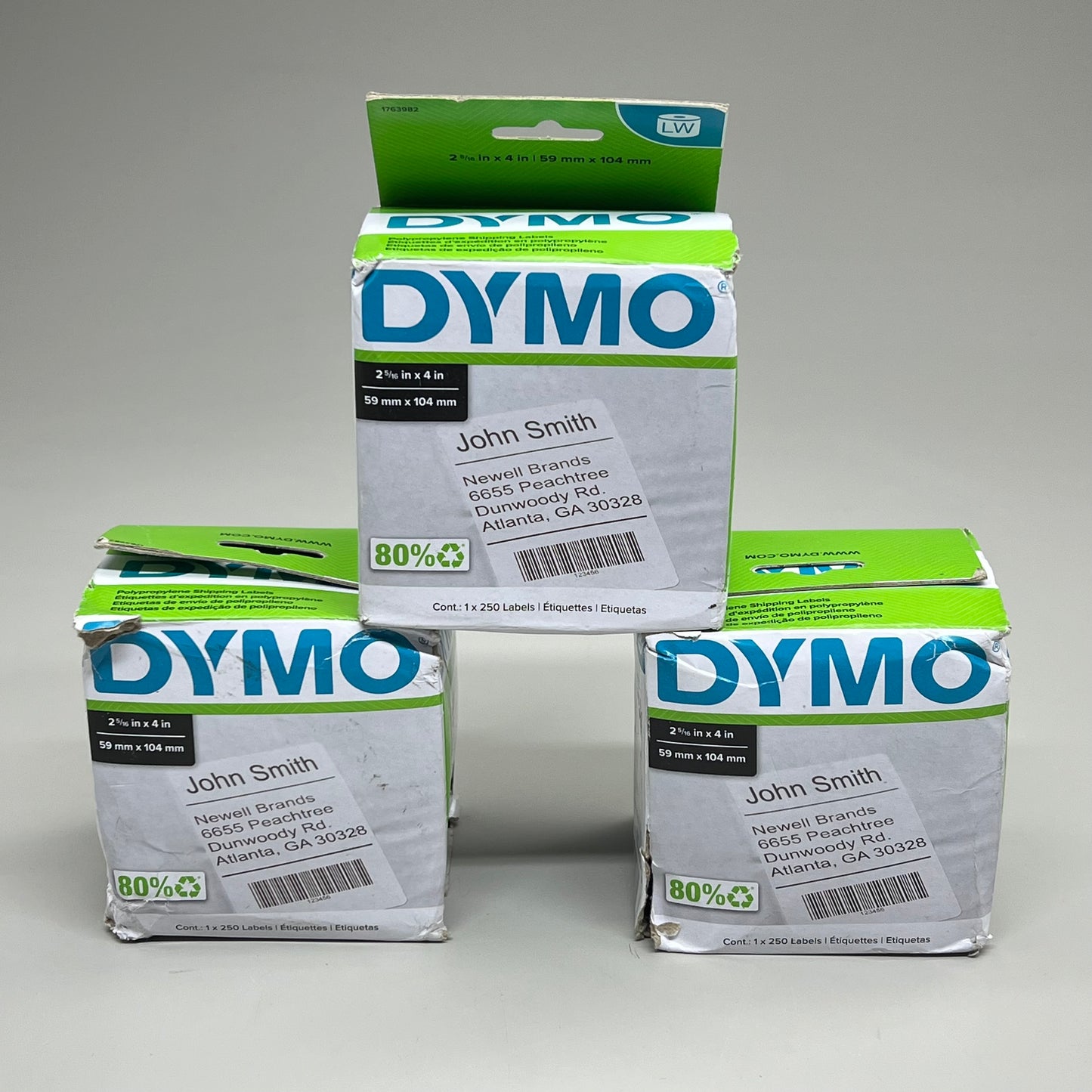 DYMO (3 PACK) White Labels Shipping Labels 2 5/16in X 4in 250 Labels Per Roll 1763982