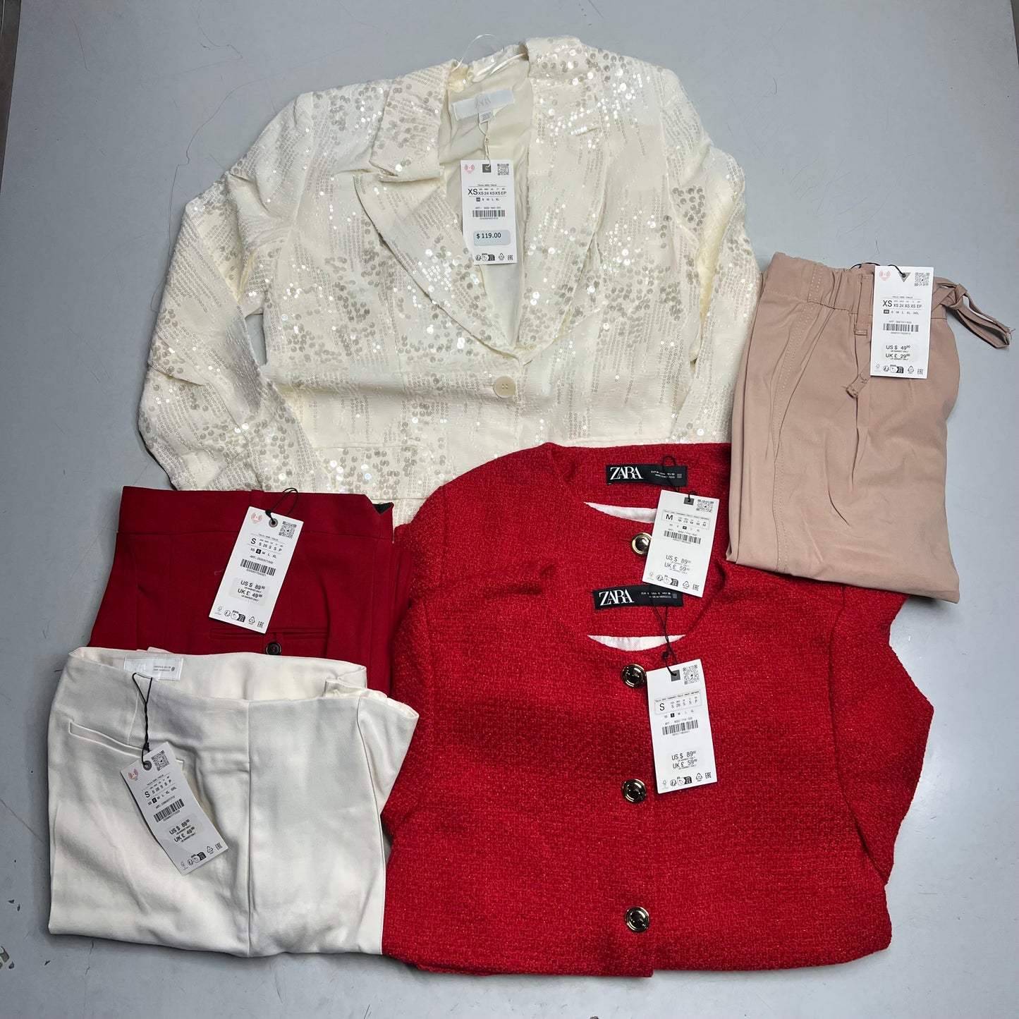 ZA@ ZARA Lot of Assorted Clothing Pants & Blazers Women's Sz XS/S/M Multicolor