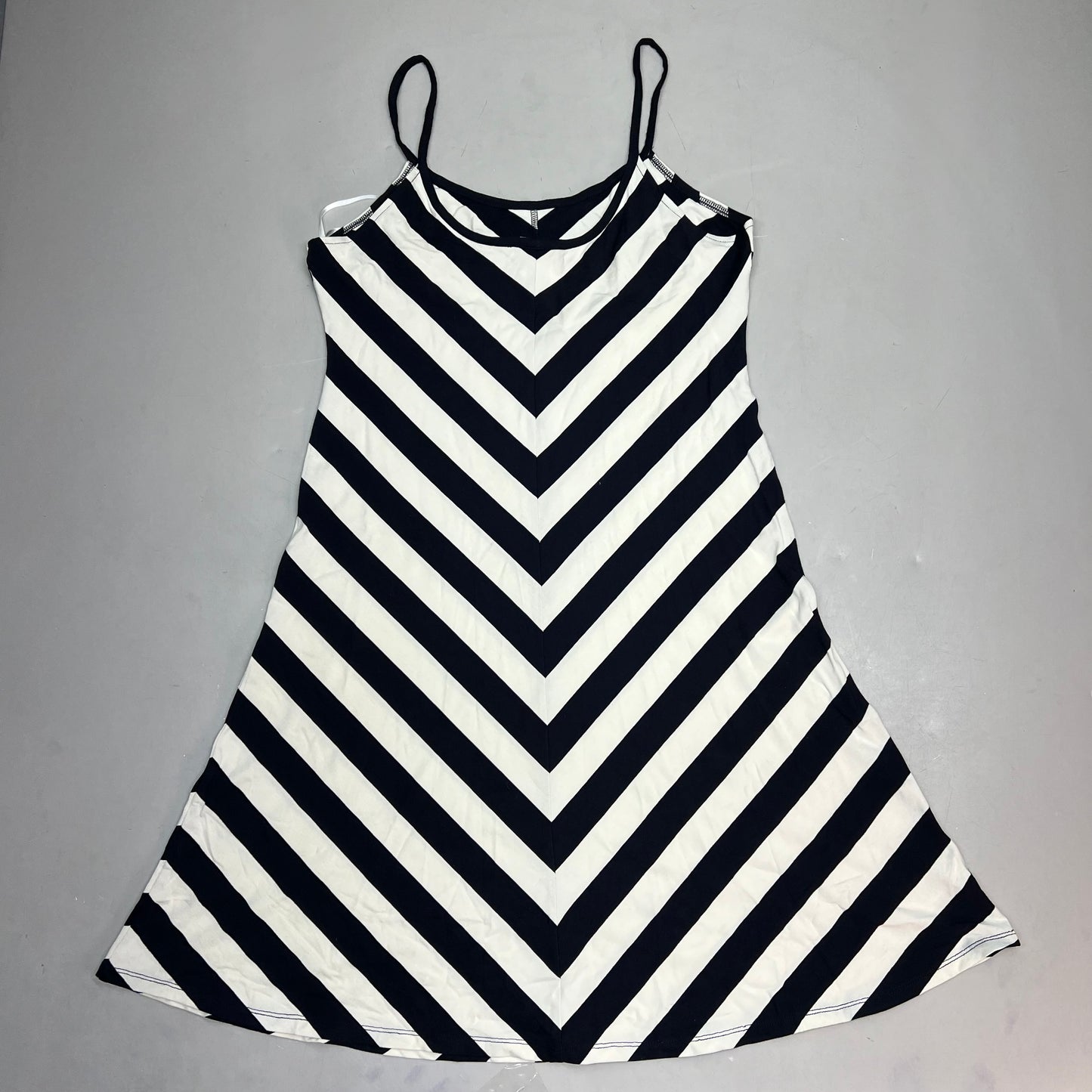 ANNE TAYLOR Knee Length Soft Tank Dress  Women's Sz M Navy Blue/White 17787512