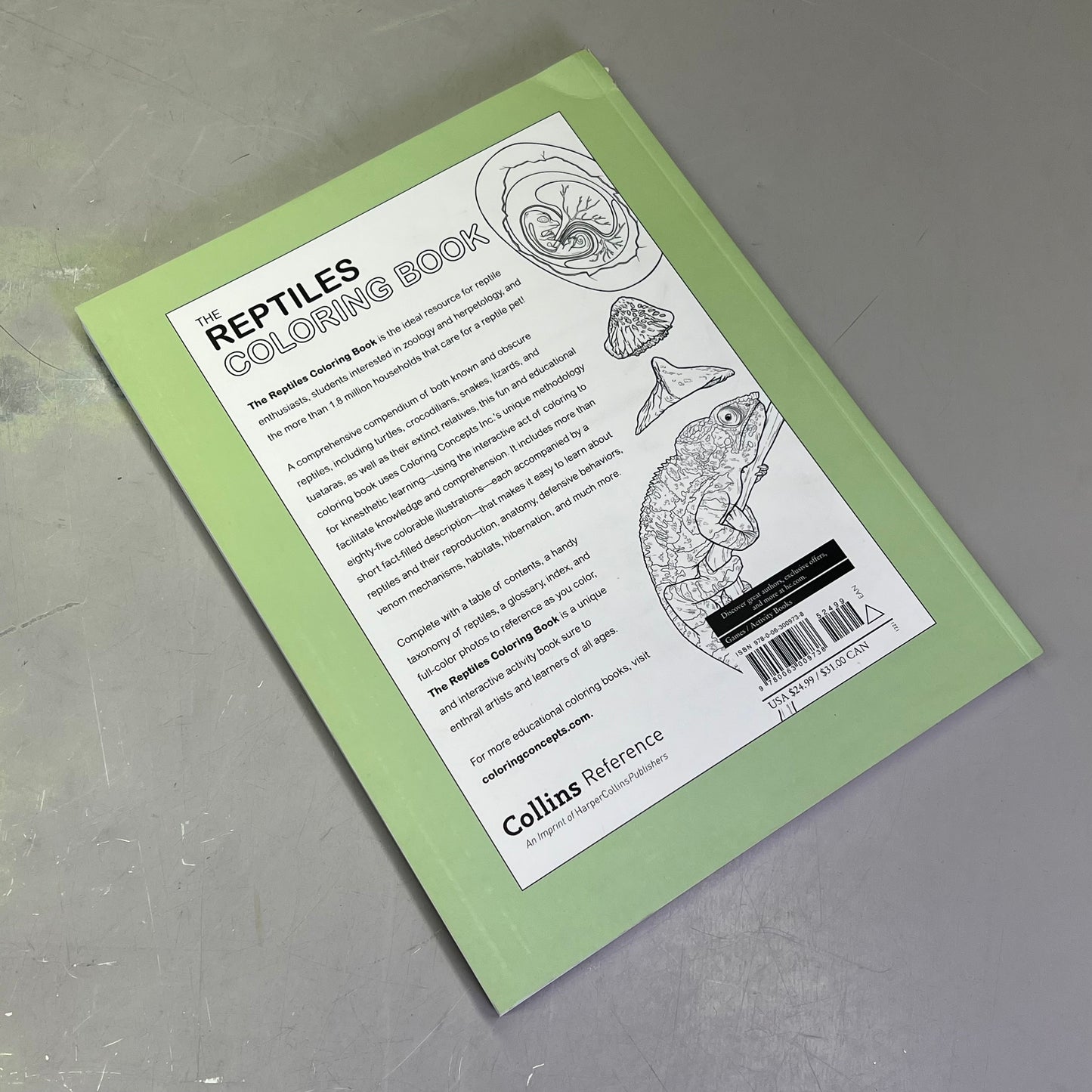 THE RETILES COLORING BOOK Science & Anatomy Paperback Coloring Activity Book