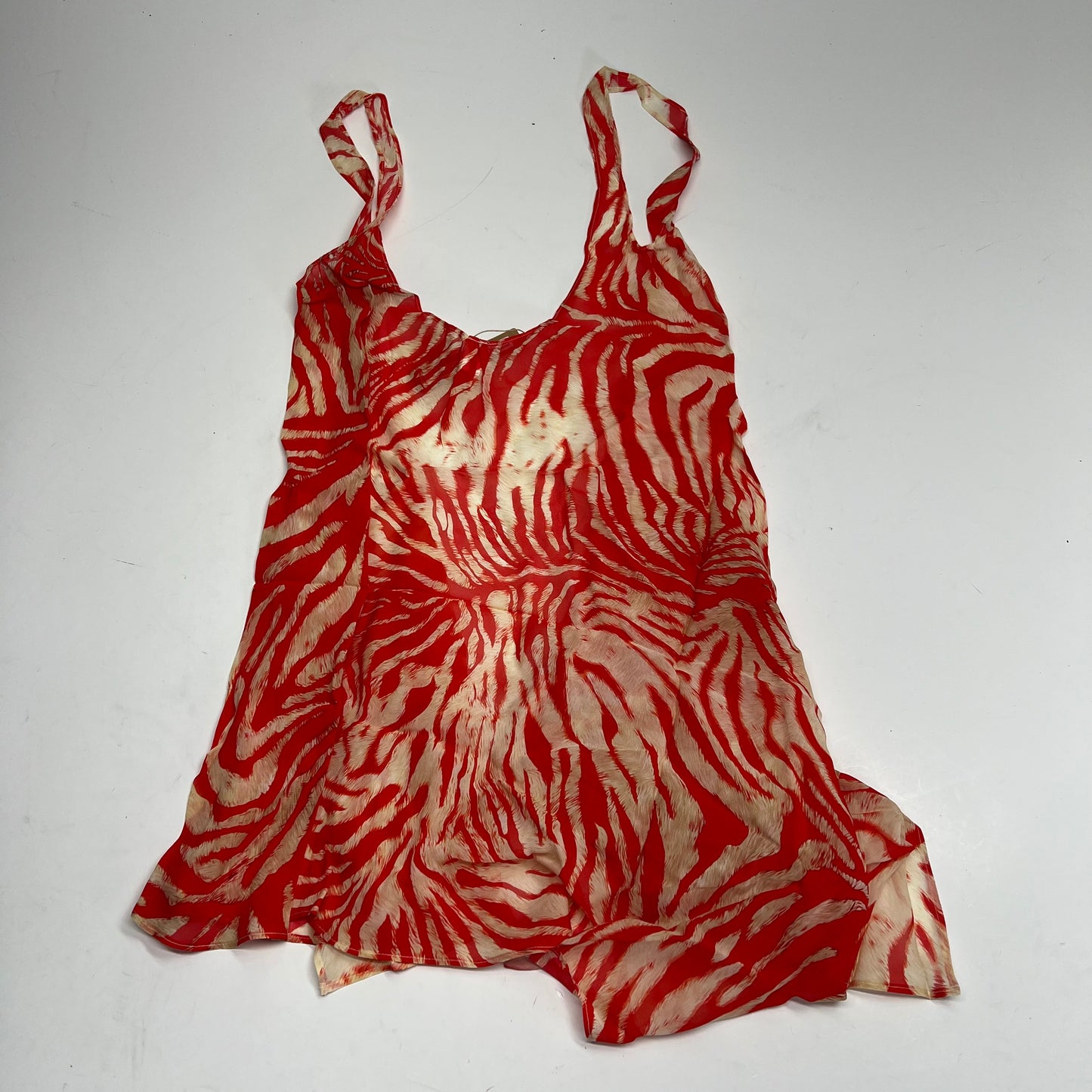 SKIMS Sheer Open Front Sarong Women's Sz S Carmine Zebra Print CU-ONE-10711W